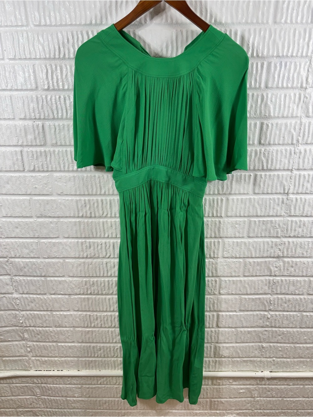 Whistles Green Amelia Cape Sleeve Dress US 0 - Picture 4 of 7